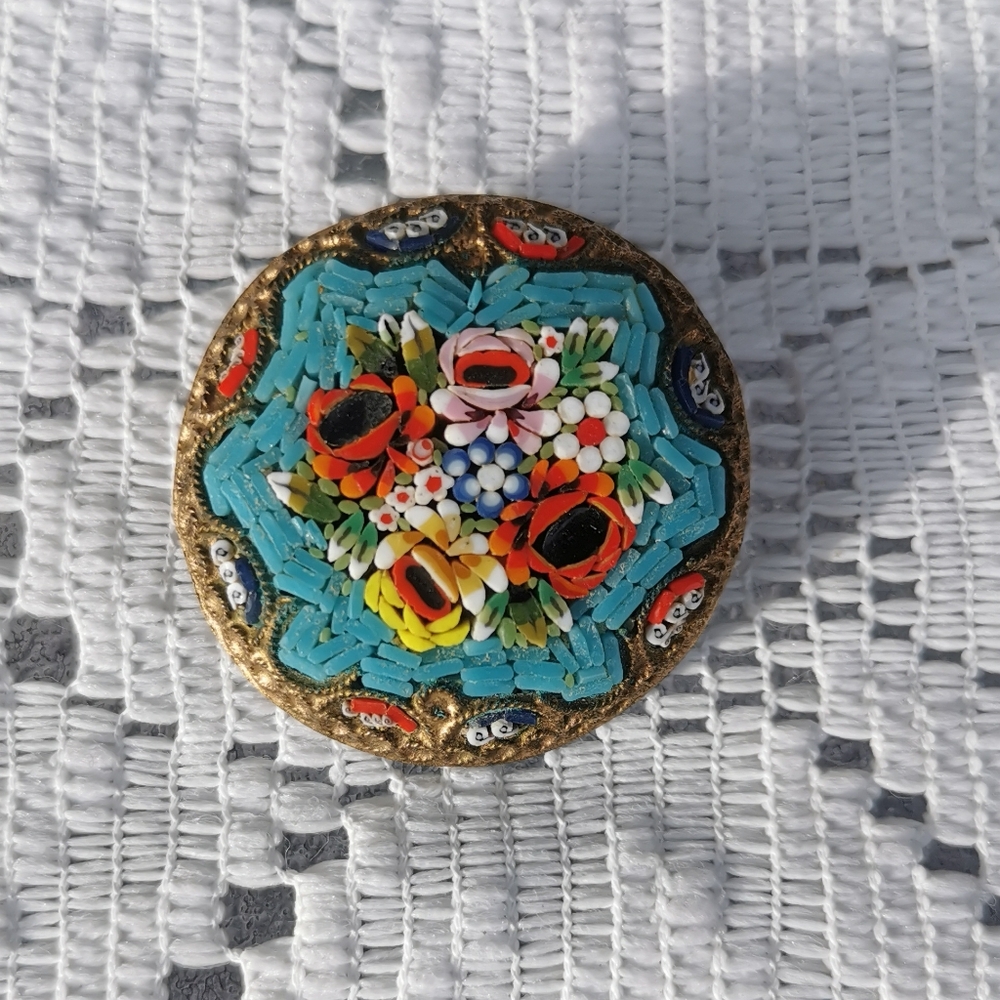 Vintage Micromosaic Pin Brooch
